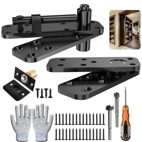 Hidden Pivot Hinge 570LBS Load-Bearing Heavy Duty Hardware for Bookcase Door Kit 360 Rotation Invisible Hinges for Secret Door