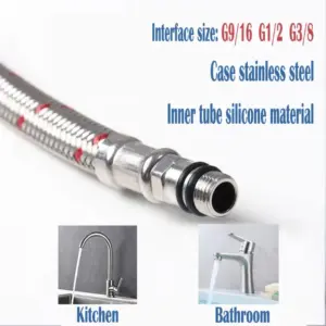 1 pair 60cm Flexible Plumbing Pipes G1/2 G3/8 G9/16 Supply Pipe Braided Hoses Basin Cold Hot Mixer Faucet Stainless Steel Water