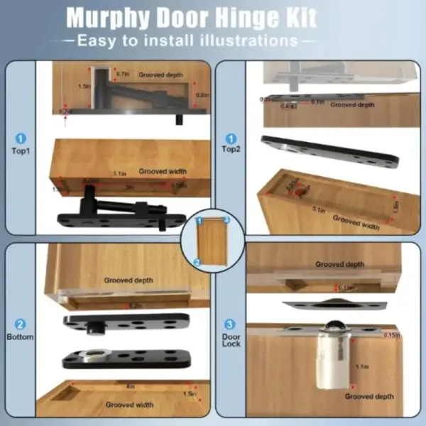Heavy Duty Hidden Door Hinge Stainless Steel 360° Rotating Invisible Hinge Upper And Lower Hinge 500 Lb Load Bearing Door Pivot