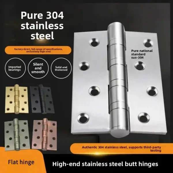 Room Door-Specific Hardware: 4 Inch 3mm Thick Heavy-Duty Stainless Steel Mute Door Hinges with Bearings