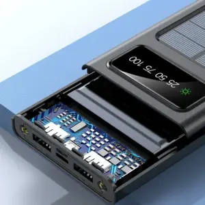 Lenovo 100000mAh Solar Power Bank Large Capacity Battery USB 4 in1 Fast Charging LED Light Outdoor Power Bank For iPhone Samsung