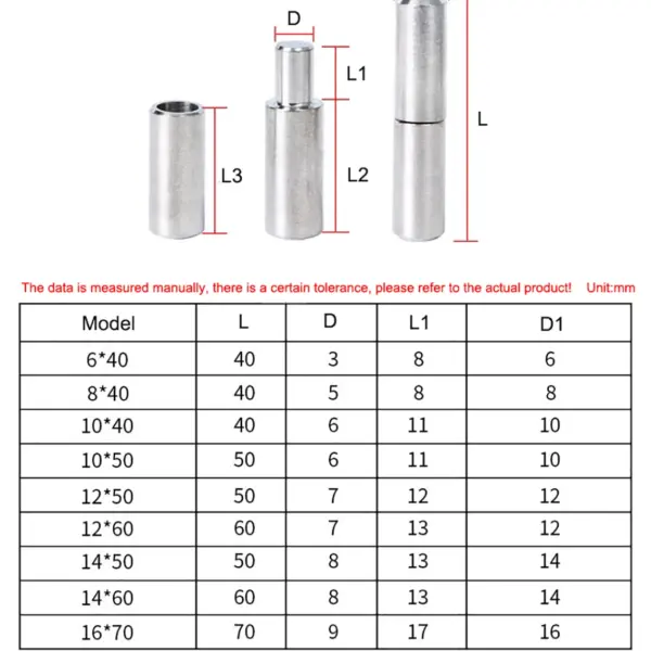 201 Stainless Steel Round Welding Door Hinge Heavy Duty Male Female Plug Door Shaft Cabinet Door Industrial Hinge