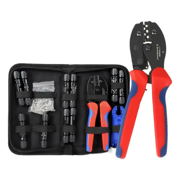 Solar PV Connector Crimping Tool Kit, Manual Ratchet Pliers for 2.5-6mm² Cable with Ergonomic Handle