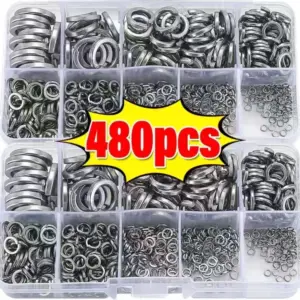 Stainless Steel Spring Lock Washers Metal O Rings Flat Gaskets Set Fasteners Hardware Assortment Kits M2 M2.5 M3 M4 M5 M6 M8 M10