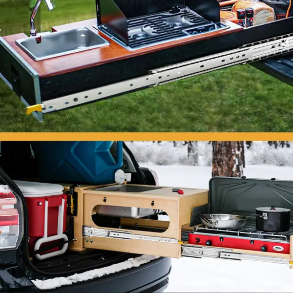 1 Pair 44 Inch Full Extension Ball Bearing Rails with Lock Cabinet Runners Tracks Side Mount for RV Cabinets Tool Box Storage