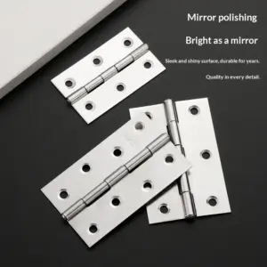 Stainless Steel Door Hinges, Heavy Duty Butt Hinges with Mirror Polishing, Rustproof Cabinet Hinges for Wooden Doors, Windows, C