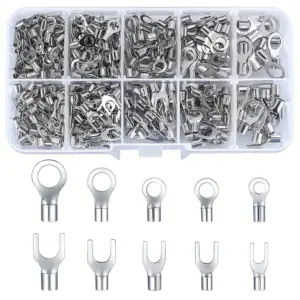 320Pcs/Box Non insulated ring fork terminal connector kit - quick connect panel installation copper wire shovel terminal group