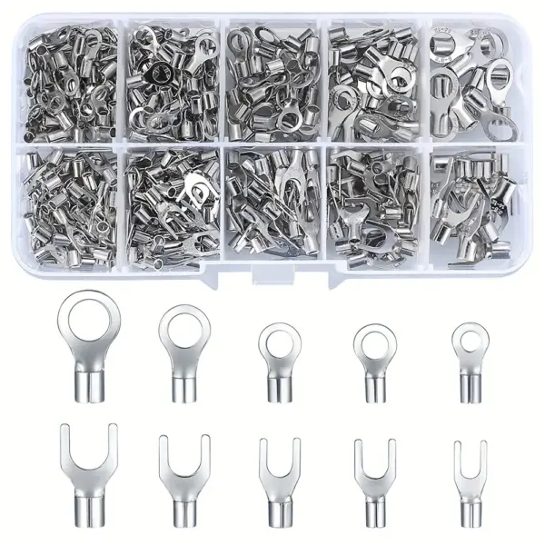 320Pcs/Box Non insulated ring fork terminal connector kit - quick connect panel installation copper wire shovel terminal group