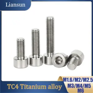 5pcs TC4 Titanium Alloy Hexagon Hex Socket Cap Head Bolts M1.6 M2 M2.5 M3 M4 M5 M6 Hex Socket Cylinder Cap Head Screw Bolt