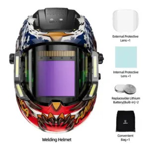 ANDELI   2025 New Arrival Panoramic 180° View 3.94"X3.74", 4 LED True Color Auto Darkening Welding Helmet