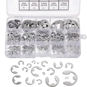 400pc E Clip Set Circlip Washer Assortment Kit stainless steel 1.5mm2mm3mm4mm5mm12mm15mm External Retaining Ring clip For Shaft