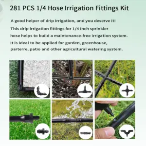 281Pcs/Set 1/4" Hose Oblique Barbed Connectors Tee Elbow Straight Fitting End Plug Garden Water Pipe Coupling Pipe Splitter Join