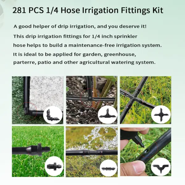 281Pcs/Set 1/4" Hose Oblique Barbed Connectors Tee Elbow Straight Fitting End Plug Garden Water Pipe Coupling Pipe Splitter Join