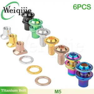 Weiqijie 6PCS Titanium Alloy M5 C-Clamp Brake Screws (Three-Piece Set) - The First Choice for Car Decorative Screws