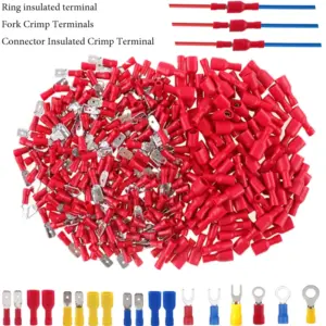 25-300Pcs Electrical Insulated Wire Connectors Kit - Spade, Ring, Butt, Quick Disconnect, Forks Connector -Crimp Cable Terminals