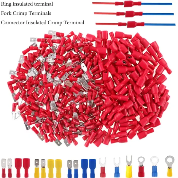 25-300Pcs Electrical Insulated Wire Connectors Kit - Spade, Ring, Butt, Quick Disconnect, Forks Connector -Crimp Cable Terminals