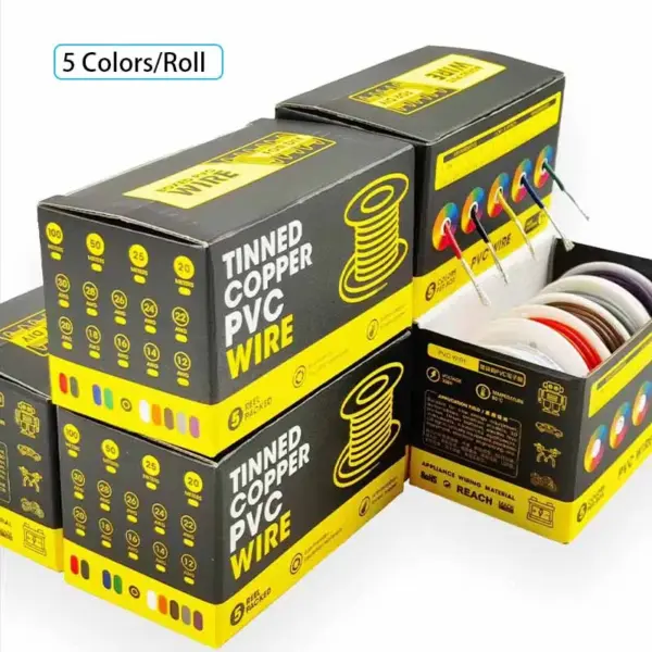 (5 colors Mix Kit) Electronic Cable PVC Insulated 30AWG-16AWG LED Lamp Lighting Tinned Copper Wire Equipment Electric Cable