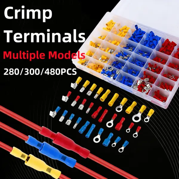 280/300/480PCS/kit Wire Connector Kit Male Female Insulated Terminals Cold Crimp Terminals Assorted Crimp Terminals