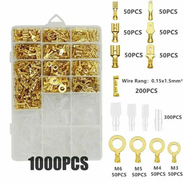 1000pcs Male Female Cable Connector 2.8/4.8/6.3mm Electrical Crimp Terminals Termin Spade Connectors Assorted Kit
