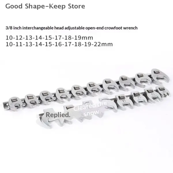 Durable 9/11 Pc Flare Nut & Crowfoot Wrench Set for 3/8" Drive with Organizing Rack