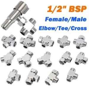 1/2" BSP Brass Pipe Fittings Female/Male Compression Pipe Fittings Union Elbow/Tee/Cross/Adapter Connector