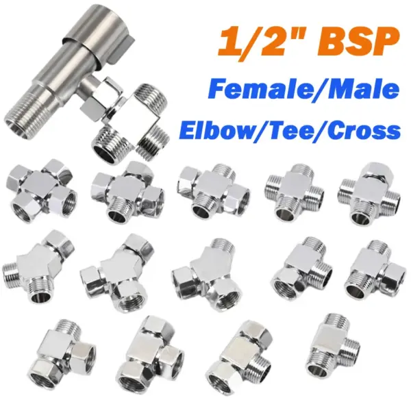 1/2" BSP Brass Pipe Fittings Female/Male Compression Pipe Fittings Union Elbow/Tee/Cross/Adapter Connector