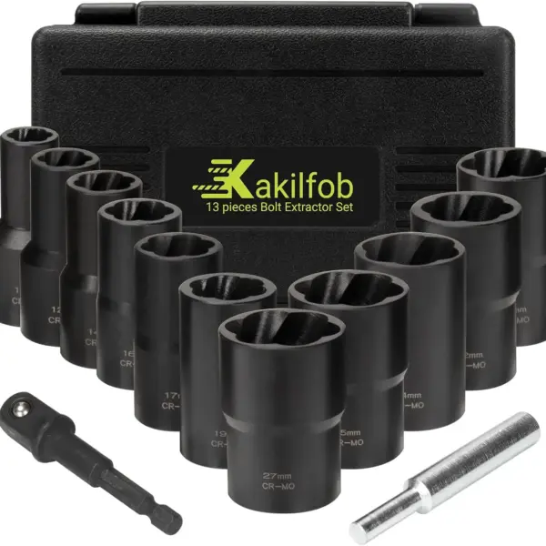 13Pcs Lug Nut Extractor Twist Socket Set, Cr-Mo Steel Wheel Lock Removal Kit for Damaged, Frozen, Rusted Nuts & Screws
