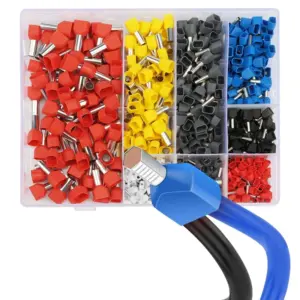 YWDZ-750Pcs Twin Wire Ferrules Kit Wire Terminal Ferrules Crimp Connector Twin Ferrules Dual Bootlace Ferrule Teminator Kit
