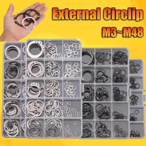 1Box GB894 M3 To M48 Assortment Kit Black 65mn/Stainless Steel Shaft Bearing Retaining Clip Snap Ring C Type External Circlip