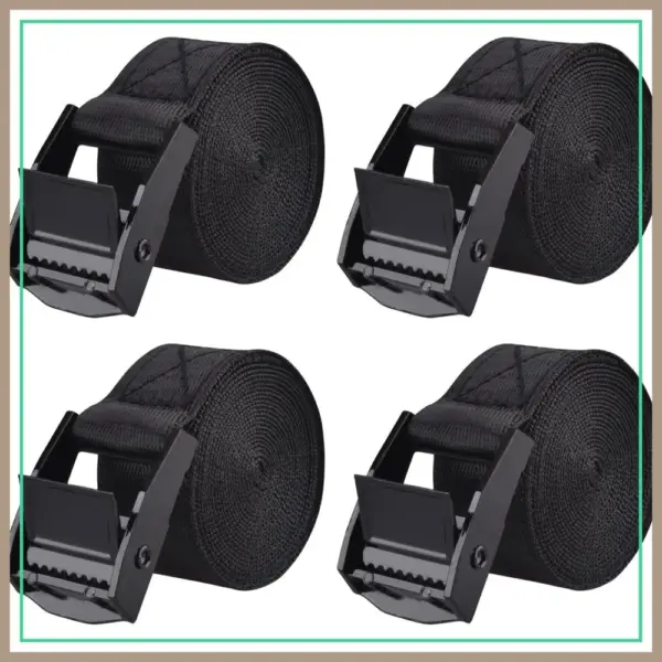 Heavy Duty Nylon Cinch Tie Down Straps with Cam Buckles for Cargo, Trucks, Boat, Motorcycle, Kayak, Canoe, Trailer - 1m, 4 Pack