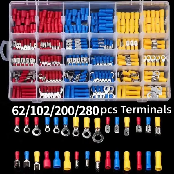 Automotive Insulated Electrical Wire Connector Kit Assorted Male Female Spade Ring Fork Butt Crimp Terminals  Lugs Set for Cable