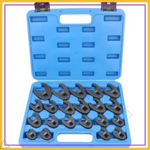 21Pcs Crows Foot Wrench Set 1/2" & 3/8" Drive Flare Nut Wrench Metric 8-32mm for Hard-to-Reach Areas