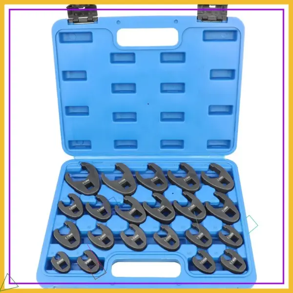 21Pcs Crows Foot Wrench Set 1/2" & 3/8" Drive Flare Nut Wrench Metric 8-32mm for Hard-to-Reach Areas