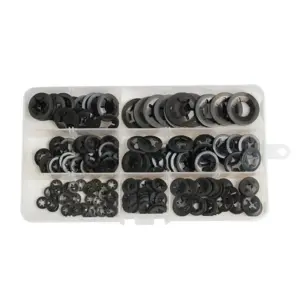 65 manganese steel bearing clip 280pcs boxed M3-M12 locking anti slip stop spring clamp ring shaft with plum blossom washer