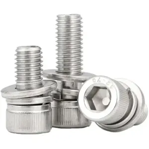 10Set M6 Allen Socket Hex Bolt Set with Flat Spring Washers Gaskets 304 Stainless Steel Screws DIN912 L=35-60mm Various Sizes