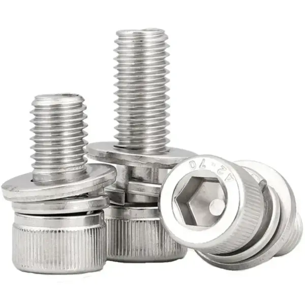 10Set M6 Allen Socket Hex Bolt Set with Flat Spring Washers Gaskets 304 Stainless Steel Screws DIN912 L=35-60mm Various Sizes