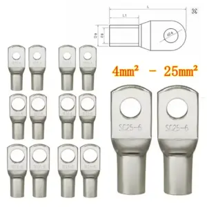 20PCS 4-25mm Assortment Tinned Copper Lugs Ring Crimp Terminals Battery Wire Welding Cable Connectors Kit