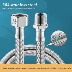 G1/2 Internal and external threaded braided tube Shower Hose Stainless Steel Flexible Shower Head Pipe for Bathroom Accessories