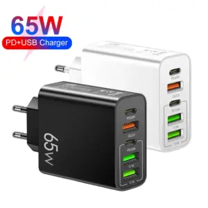 65W 5 Ports USB Charger PD Type C Fast Charging Charger Power Adapter Quick Charge Multi Ports USB C EU/US/UK Plug Wall Charger