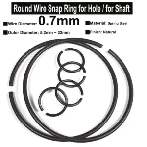 10Pcs YiqianyuanWire Diameter 0.7mm Spring Steel Round Wire Snap Rings for Hole Retainer Circlips for Shaft