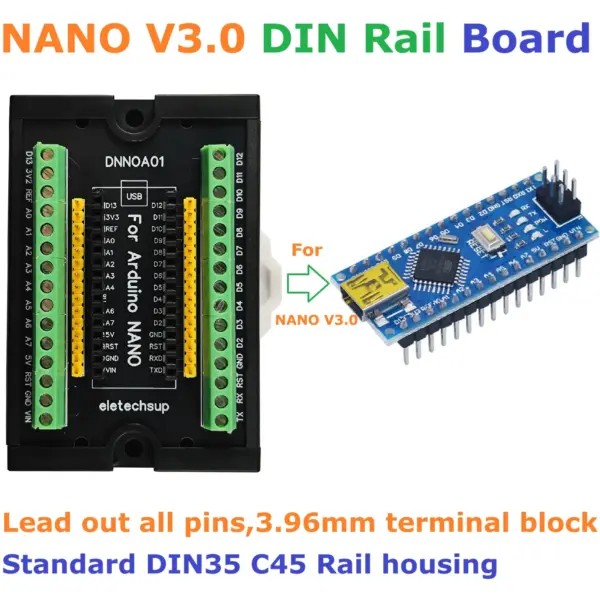 3.96MM Mount Screw Terminal Block Adapter Module NANO V3.0 DIN35 C45 DIN Rail Expansion Board for Arduino Open PLC Smart Home