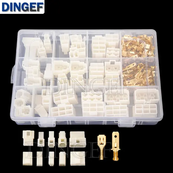 6.3 mm 1‑6Pin Automotive Quick‑Disconnect Connector Kit with Male & Female Housings and Brass Crimp Terminals