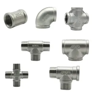 304 Stainless Steel BSP Pipe Fittings 4 Way Cross / 3 Way Tee / Elbow / Coupling Butt Adapter 1/4" 1/2" 3/4" 1" 1-1/2" 2"