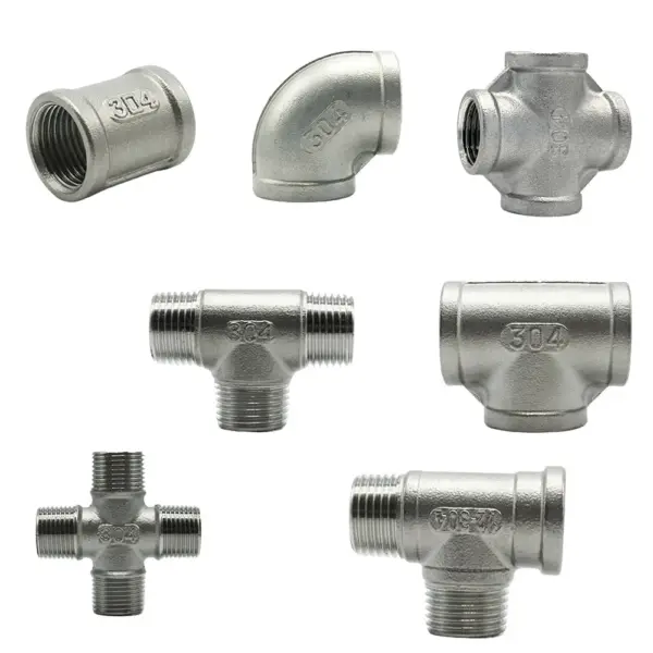 304 Stainless Steel BSP Pipe Fittings 4 Way Cross / 3 Way Tee / Elbow / Coupling Butt Adapter 1/4" 1/2" 3/4" 1" 1-1/2" 2"
