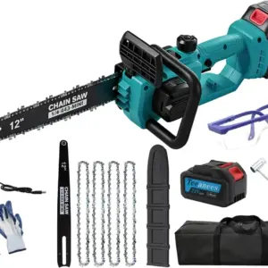 12" 1200W Brushless Cordless Chainsaw, 14m/s High Speed, Auto Oiler & Safety Lock, 4.0Ah Battery & 4 Chains for Tree Pruning