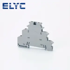 50Pcs DIKD1.5 3 Level DIN Rail Terminal Block Three Layer  6-Conductor Triple Wire Electrical Connector