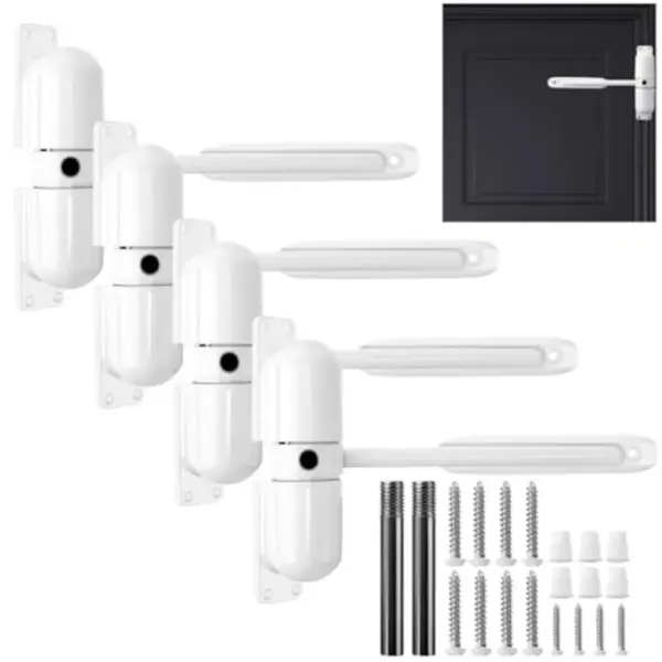 4 Sets Automatic Door Closer, Spring Door Closer Heavy Duty Self Closing Hinges, Convert Hinged to Self Closing Automatic Opene
