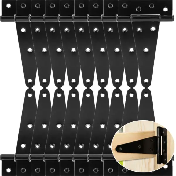 Steel T-shape Hinge Iron Black Triangle Hinges Home Door Gate Cabinet Hinges Rustproof Heavy Duty Furniture Hardware Tools
