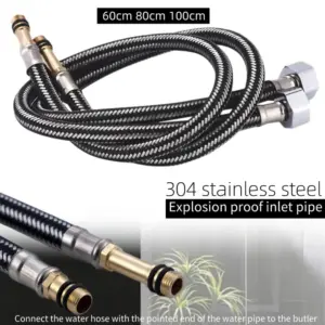 304 Stainless Steel Braided Hose Hot Cold Water Faucet Connector Burst Proof Flexible Supply Line 60cm 80cm 100cm
