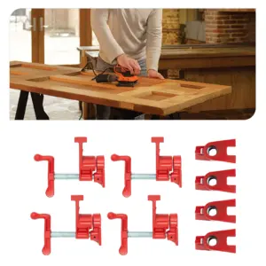 Heavy Duty PRO Cast Iron Quick Release Bar Clamps Kit 4 Pack  Wood Gluing Pipe Clamp Set  with Wide Base